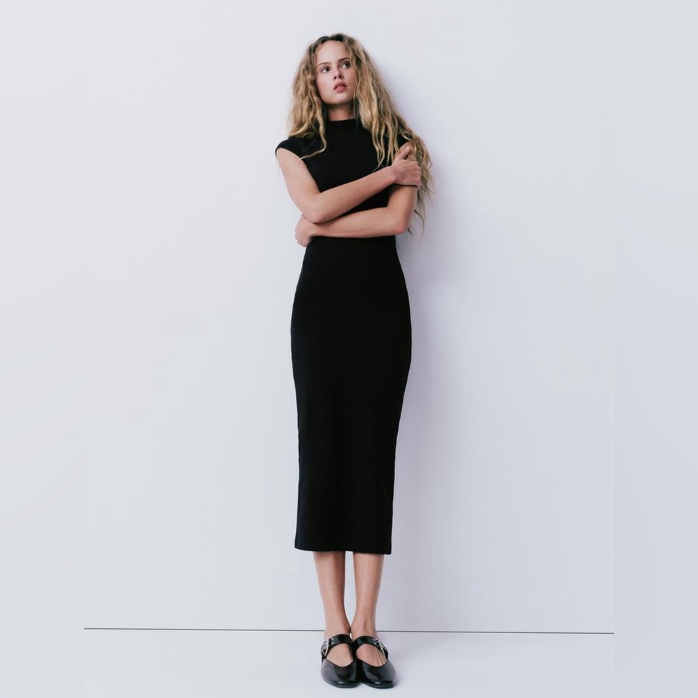 Zara black midi dress